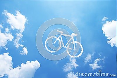 Bicycle shape cloud on blue sky Stock Photo
