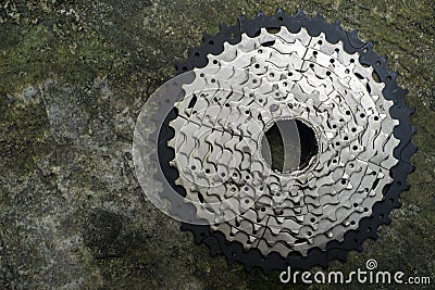 Bicycle parts, cassette sprocket shown from the side Stock Photo