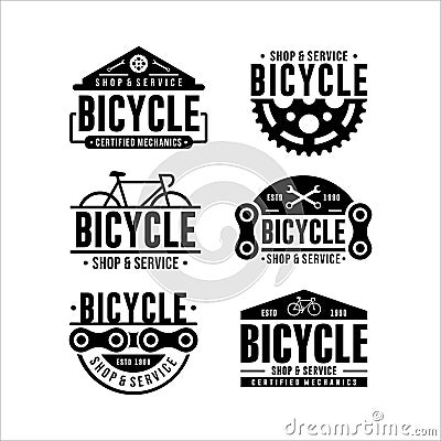 Bicycle Shop and Service Logo Design Vector Illustration