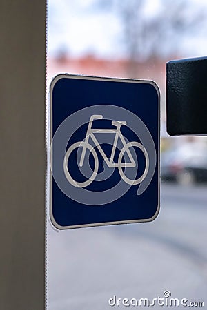 Bicycle sign on Polish public transport Editorial Stock Photo