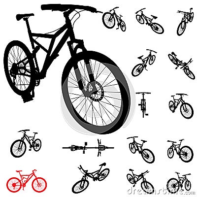 Bicycle silhouette set Vector Illustration