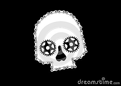 Bicycle Skull 2 Cartoon Illustration