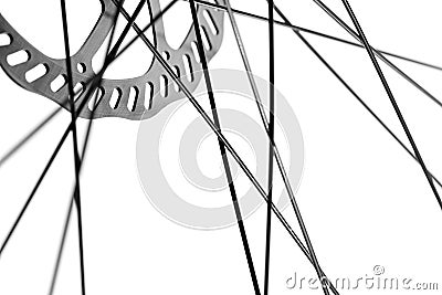 Bicycle spokes and disc brake Stock Photo
