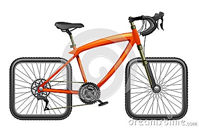 Bicycle with square wheels Vector Illustration