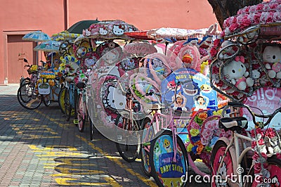 Colourfull Bicycle at Stadhuys Malacca Editorial Stock Photo