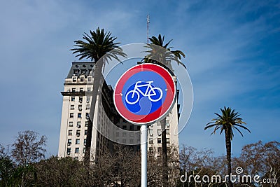 Bicycle Street Lane Sign in Buenos Aires Stock Photo