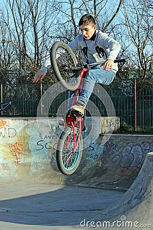 Bicycle stunt performer Editorial Stock Photo