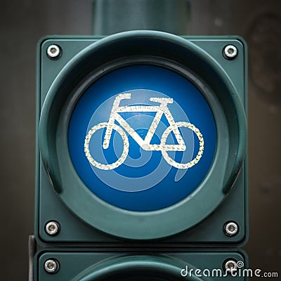 Bicycle symbol on traffic light - bicycle icon Stock Photo