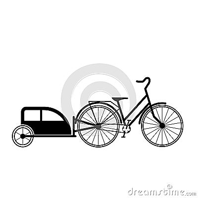 Bicycle tandem trolley trailer tent accessories Vector Illustration
