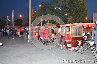 Bicycle Taxis in Beijing Editorial Stock Photo