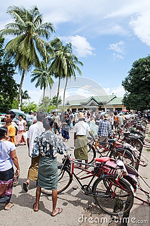 Bicycle taxis in yangon myanmar Editorial Stock Photo