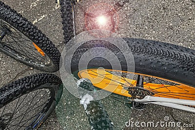 Bicycle tires & wheels Stock Photo