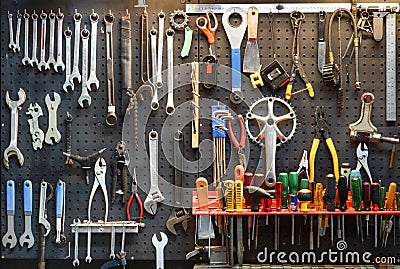 Bicycle tools background Stock Photo