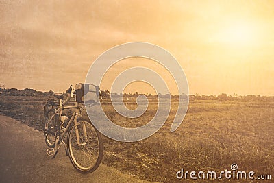 Bicycle touring travel bike park at summer hot day Stock Photo