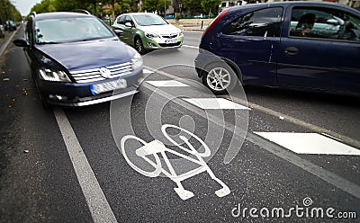 Bicycle track in Bucharest Editorial Stock Photo