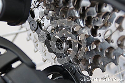 Bicycle transmission chain and gears Stock Photo