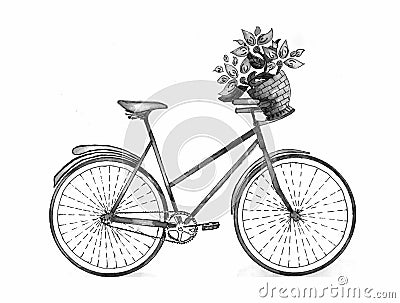 Bicycle Watercolor Stock Photo