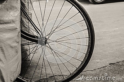 Bicycle pattern at street of chandni chowk Stock Photo