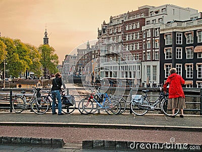Bicycles in Amsterdam Editorial Stock Photo