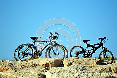 Bicycles on a hill Stock Photo