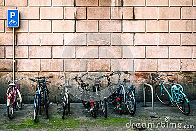 bicycles park in modern barcelona Stock Photo