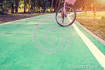 Bicycles park on the street Stock Photo