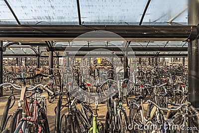 Bicycles parking near station Bergen op Zoom Netherlands 03 04 2024 Editorial Stock Photo