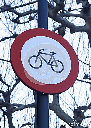 Bicycles prohibited sign Stock Photo