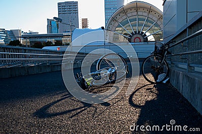 Bicycles in Tokyo, Japan. Tokyo has many bicycles since the land is pretty flat. Many Japanese people ride bicycles as a transport Editorial Stock Photo