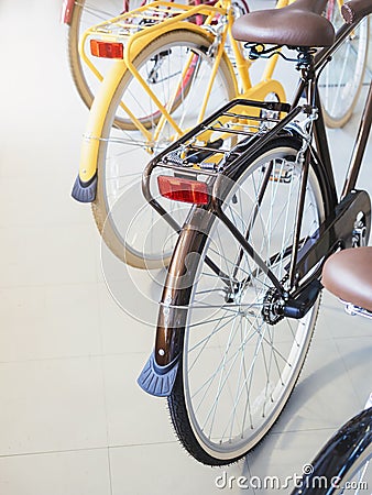 Bicycles wheel colorful Urban transportation Stock Photo
