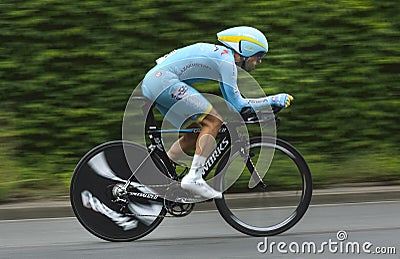 Bicyclist in competition of Tour de France 2015 which was held in Switzerland Editorial Stock Photo