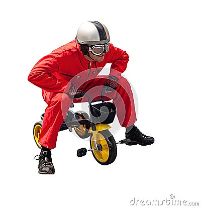 Bicyclist. Isolated on a white background Stock Photo