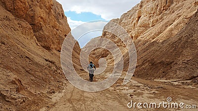 Bicyclist Riding in the Negev Desert Editorial Stock Photo