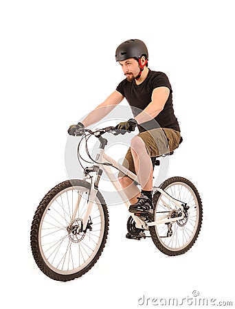 Bicyclist on white. Stock Photo