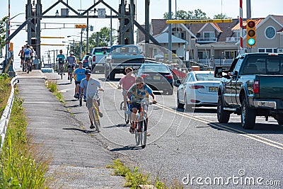 Bicyclists on a Summer Morning Editorial Stock Photo