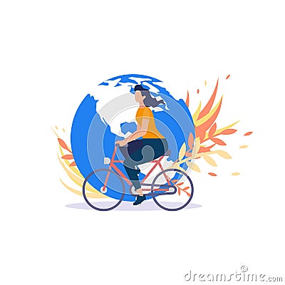 Bicyclists Worldwide Movement Flat Vector Concept Vector Illustration