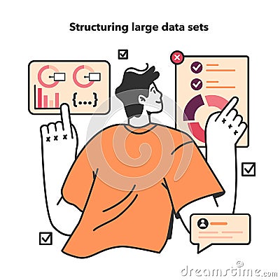 Bid data structuring. Data science and optimization for machine Vector Illustration