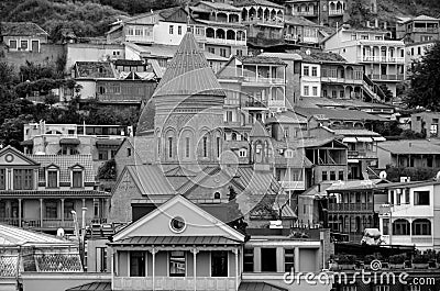 Bid eyes view of Tbilisi. Founded in the 5th century AD by Vakhtang I of Iberia, Editorial Stock Photo