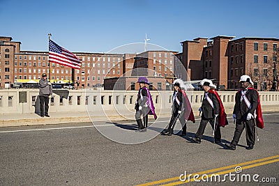BIDDEFORD - NOVEMBER 12: Veterans and people participate in the Veteran Parade on November 12, 2018 in Biddeford-Saco Maine Editorial Stock Photo