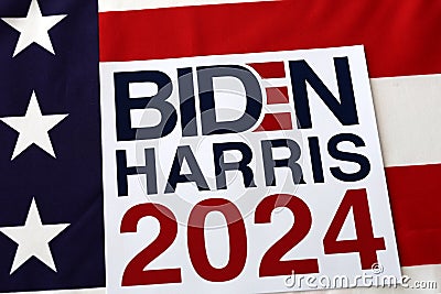 Biden Harris 2024 Written over Waving American Flag Editorial Stock Photo