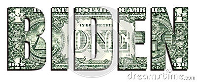 BIDEN President Concept Word 1 US Dollar Banknote Money Texture on White Background Editorial Stock Photo