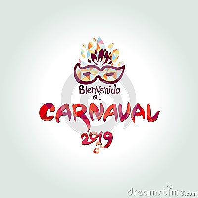 Bienvenido al Carnaval 2019. logo in portuguese. Stock Photo