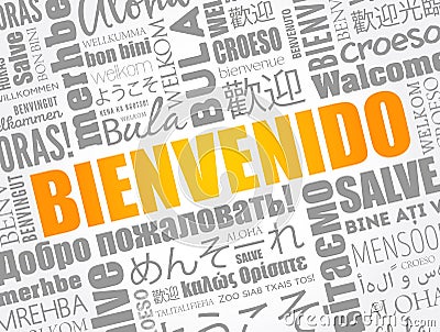 Bienvenido (Welcome in Spanish) word cloud Stock Photo