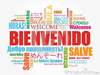 Bienvenido , Welcome in Spanish Stock Photo