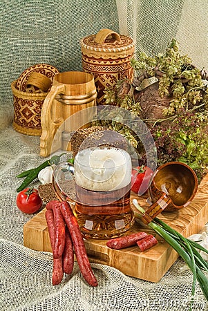 Bier And Sausages Stock Photo