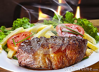 Bife de chorizo, traditional Argentine parrilla cut Stock Photo