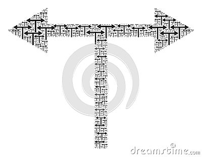 Bifurcation Arrows Left Right Recursion Mosaic of Itself Items Vector Illustration