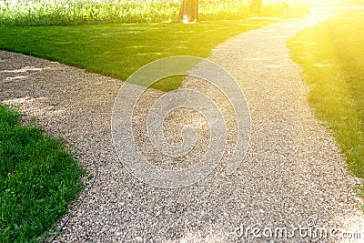 Bifurcation point. Branching of the footpath. Path selection concept Stock Photo