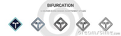 Bifurcation signal icon in filled, thin line, outline and stroke style. Vector illustration of two colored and black bifurcation Vector Illustration