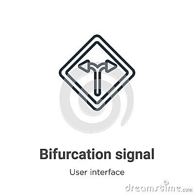 Bifurcation signal outline vector icon. Thin line black bifurcation signal icon, flat vector simple element illustration from Vector Illustration